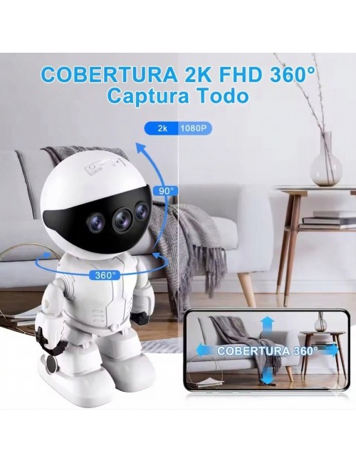 Cámara De Seguridad Robot Wifi 2k 360° Seguimiento Humanoide