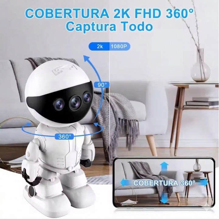 Cámara De Seguridad Robot Wifi 2k 360° Seguimiento Humanoide