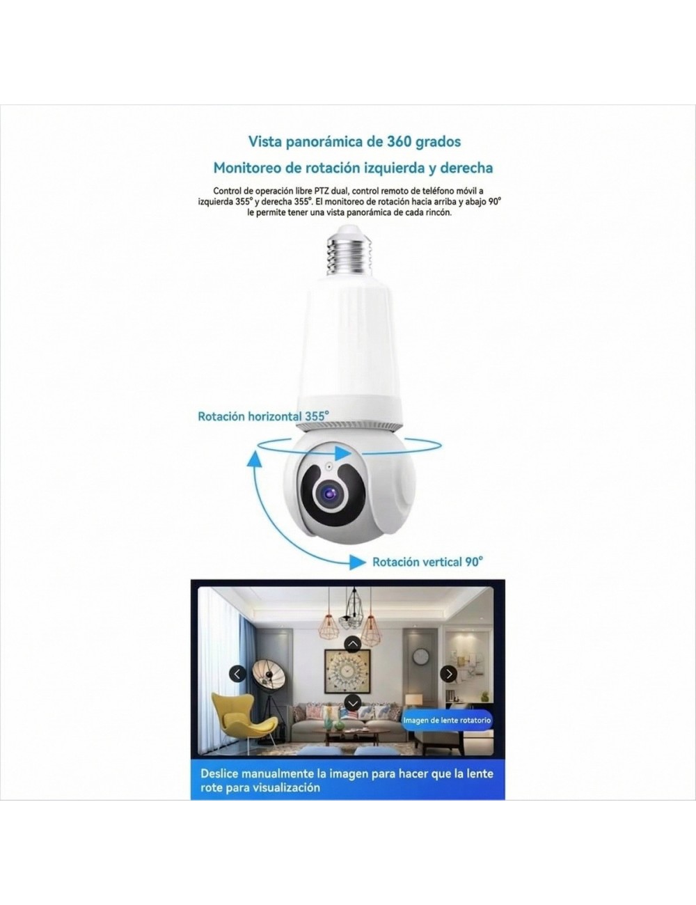 Cámara Foco Wifi 360° Seguridad Hd Inteligente Alarma