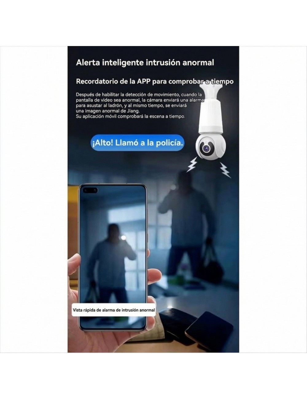 Cámara Foco Wifi 360° Seguridad Hd Inteligente Alarma