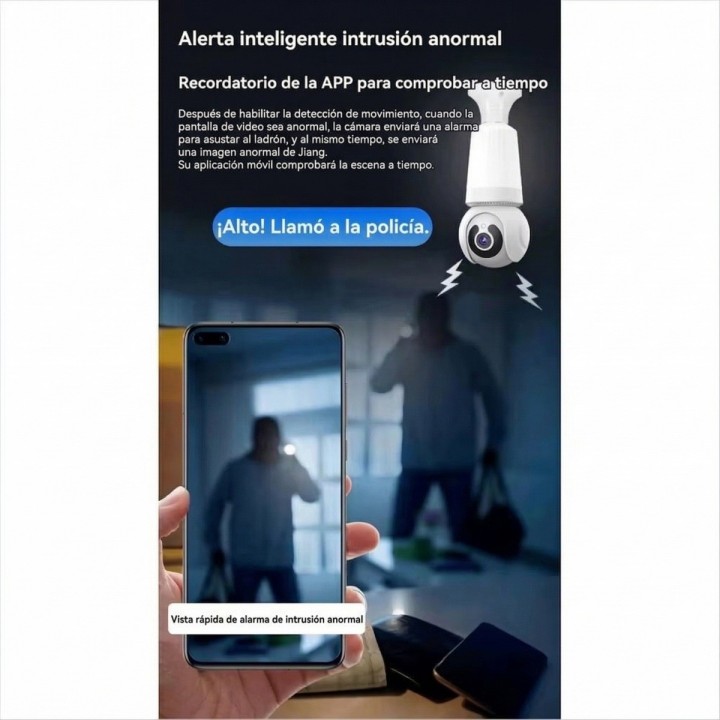 Cámara Foco Wifi 360° Seguridad Hd Inteligente Alarma