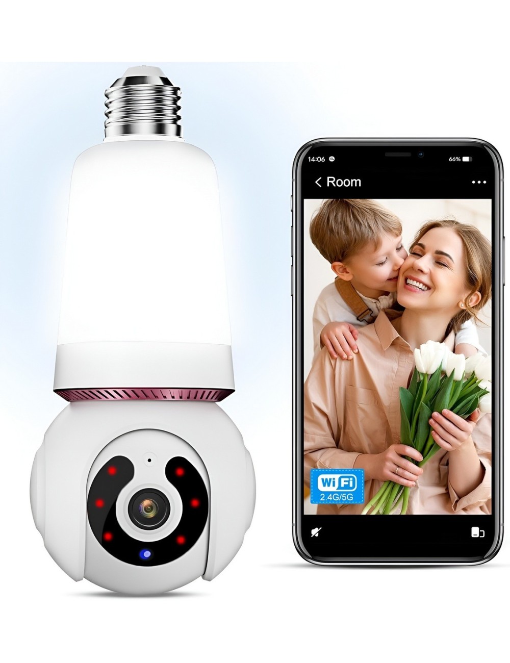 Cámara Foco Wifi 360° Seguridad Hd Inteligente Alarma