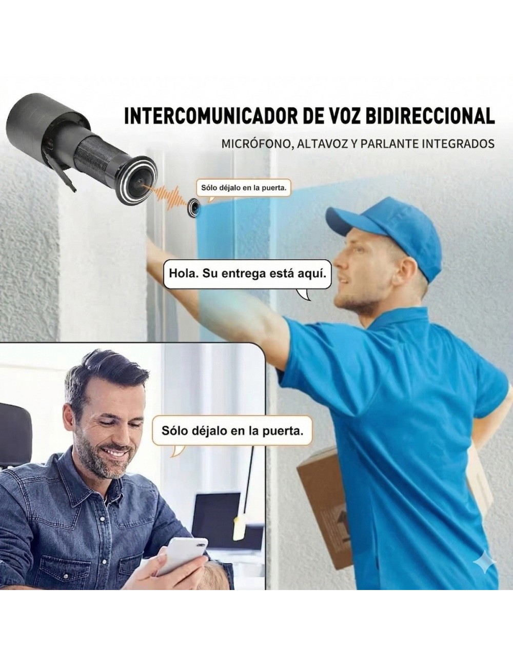 Cámara Ojo De Pez Wifi 3mp Para Puerta Audio Bidireccional