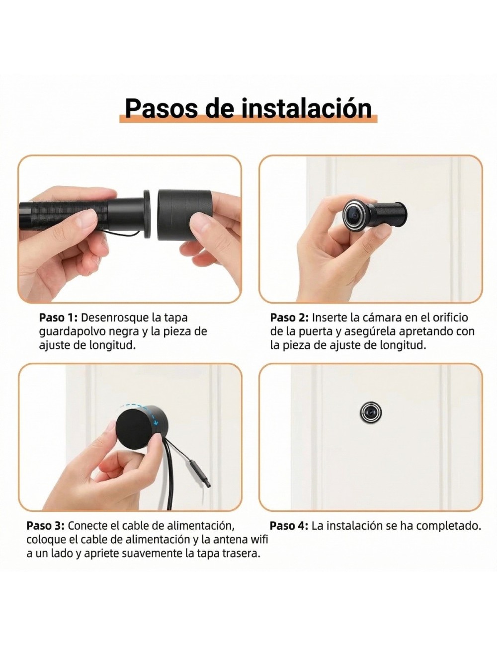 Cámara Ojo De Pez Wifi 3mp Para Puerta Audio Bidireccional