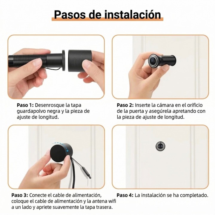 Cámara Ojo De Pez Wifi 3mp Para Puerta Audio Bidireccional
