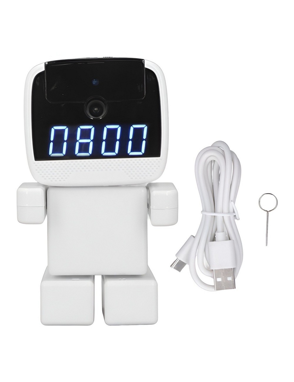 Cámara Robot Inteligente Interactivo Con Reloj Digital Led