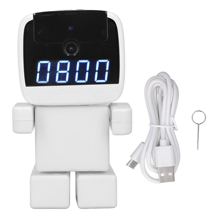 Cámara Robot Inteligente Interactivo Con Reloj Digital Led