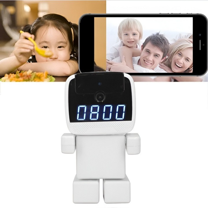Cámara Robot Inteligente Interactivo Con Reloj Digital Led