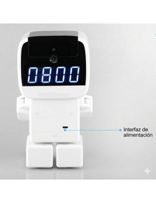 Cámara Robot Inteligente Interactivo Con Reloj Digital Led