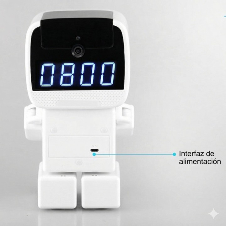 Cámara Robot Inteligente Interactivo Con Reloj Digital Led