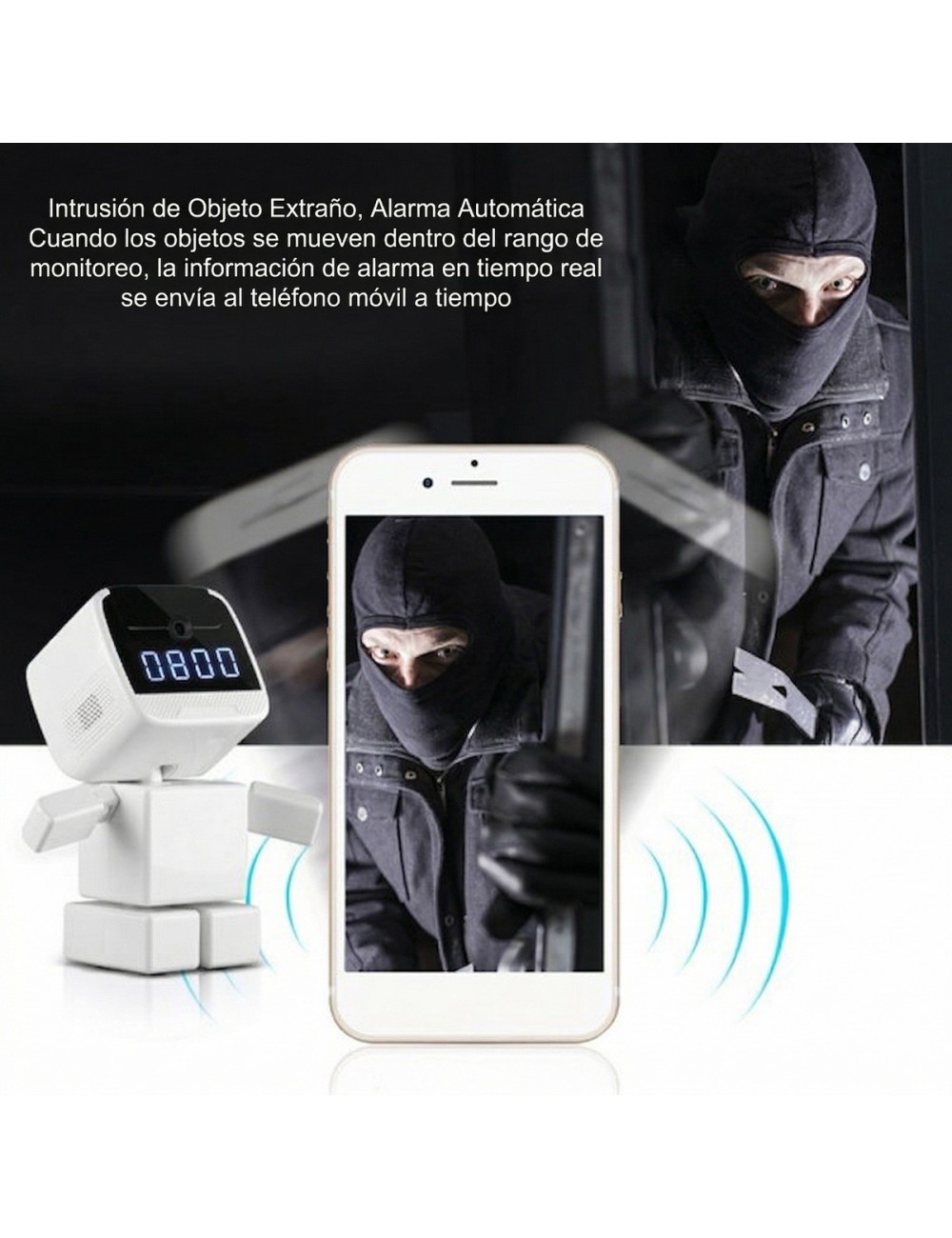 Cámara Robot Inteligente Interactivo Con Reloj Digital Led