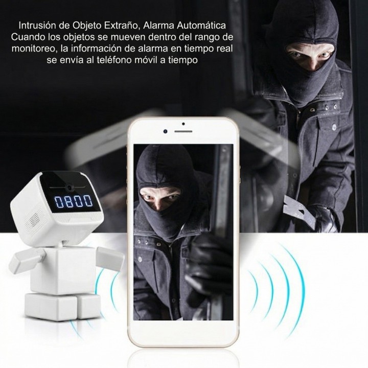 Cámara Robot Inteligente Interactivo Con Reloj Digital Led