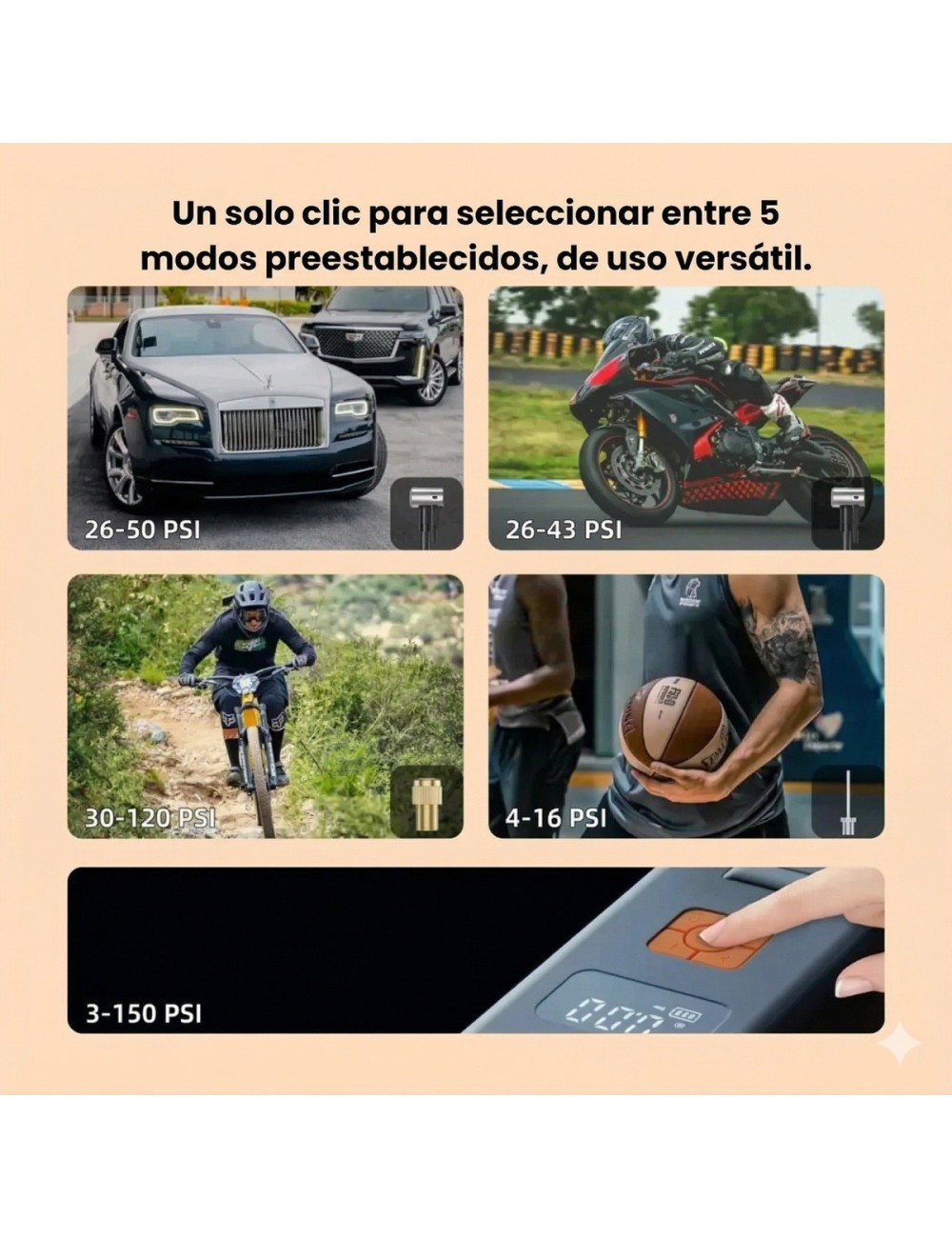 Compresor De Aire Portátil Himk Mk-330 Digital 150 Psi Usb