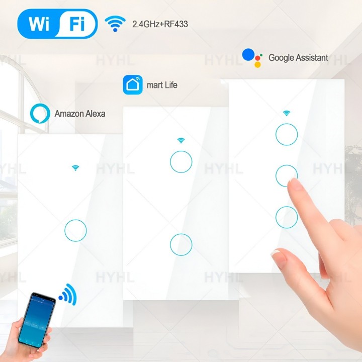 Interruptor Inteligente Wifi Doble Canal Touch Alexa Google
