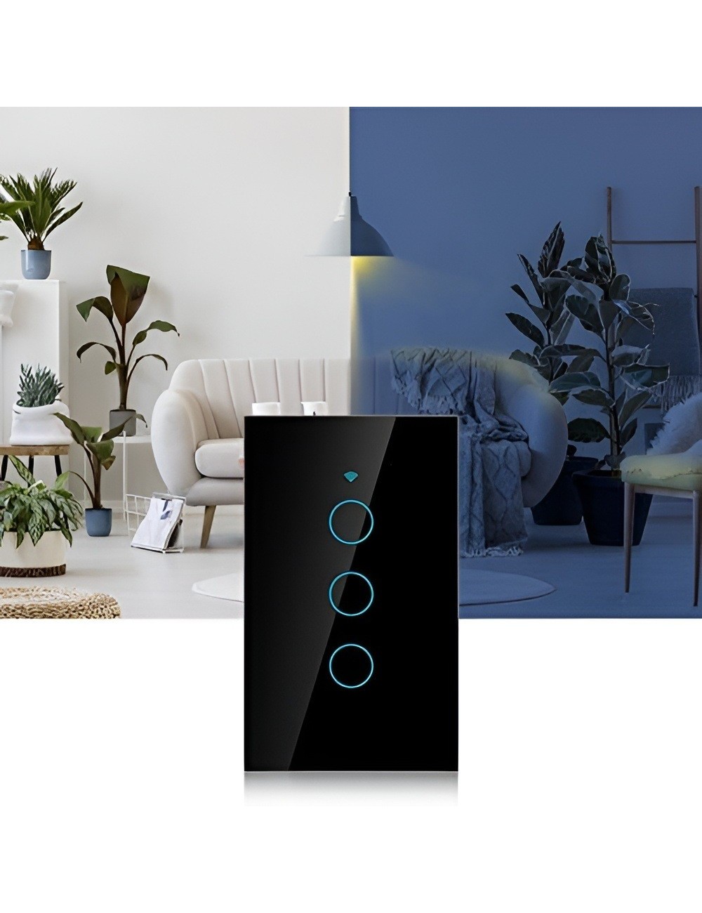 Interruptor Inteligente Wifi Triple Canal Touch Alexa Google