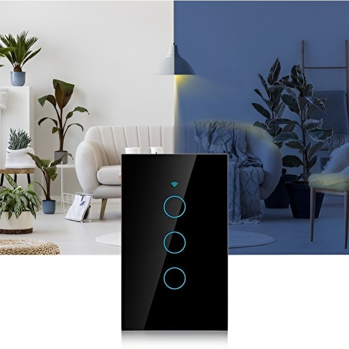 Interruptor Inteligente Wifi Triple Canal Touch Alexa Google