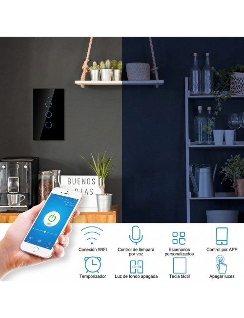 Interruptor Inteligente Wifi Triple Canal Touch Alexa Google