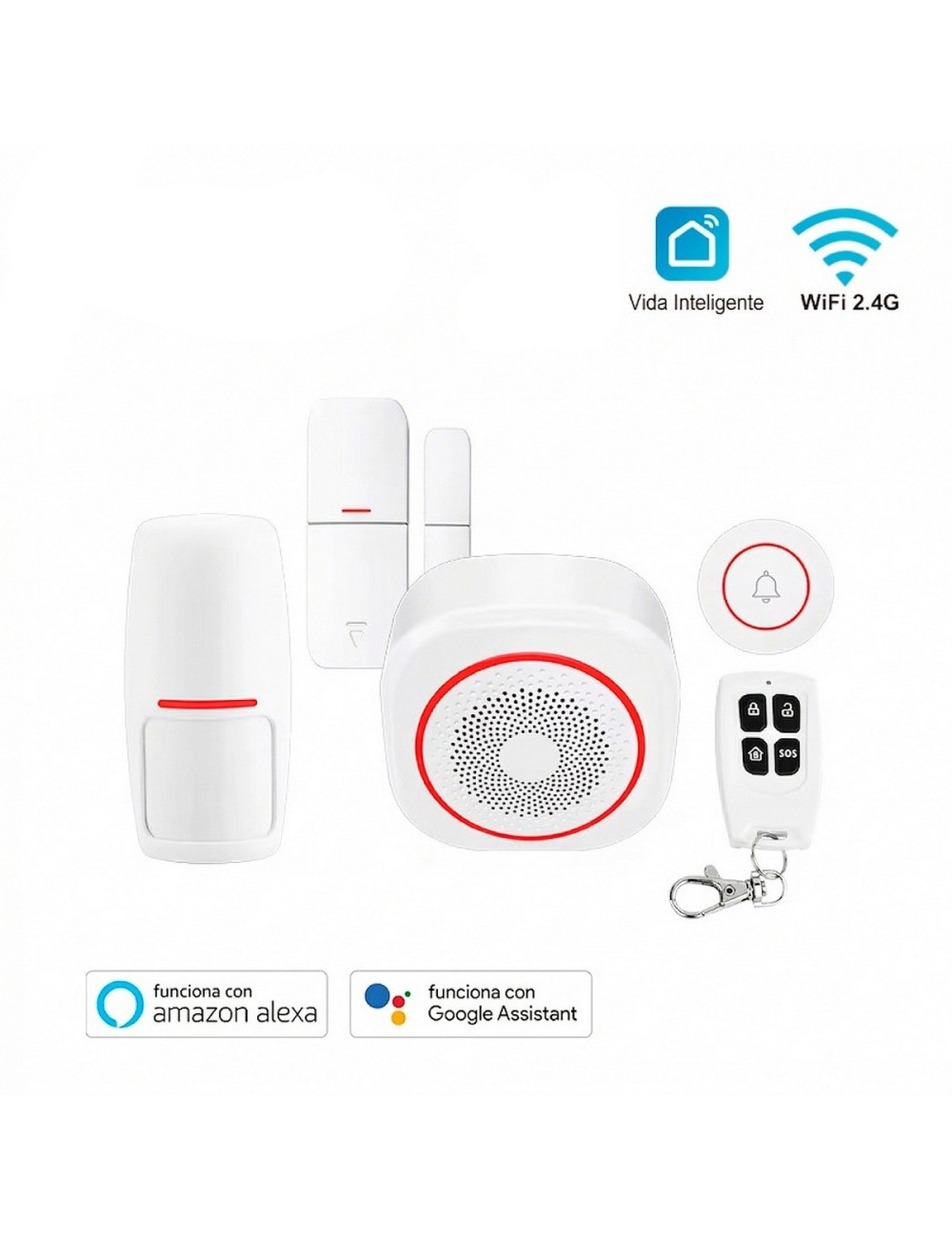 Kit De Alarma Wifi Inteligente H3 Sirena Con Sensores Timbre