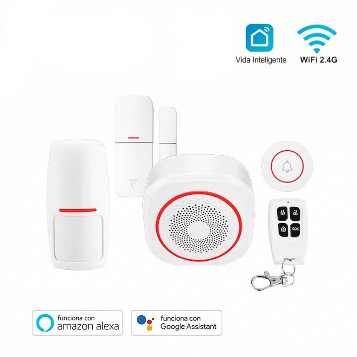 Kit De Alarma Wifi Inteligente H3 Sirena Con Sensores Timbre