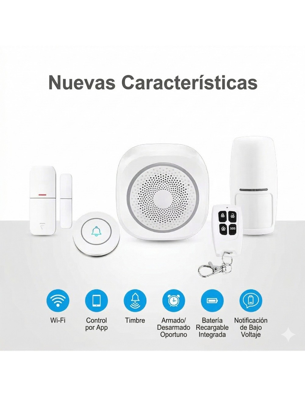 Kit De Alarma Wifi Inteligente H3 Sirena Con Sensores Timbre