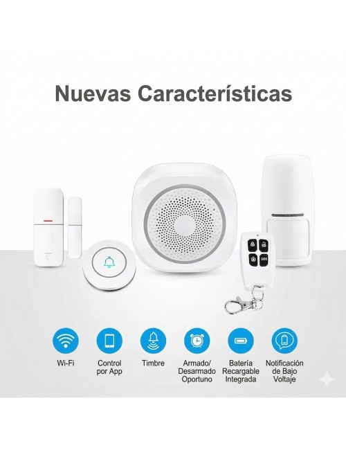 Kit De Alarma Wifi Inteligente H3 Sirena Con Sensores Timbre