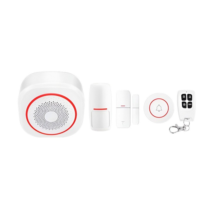 Kit De Alarma Wifi Inteligente H3 Sirena Con Sensores Timbre