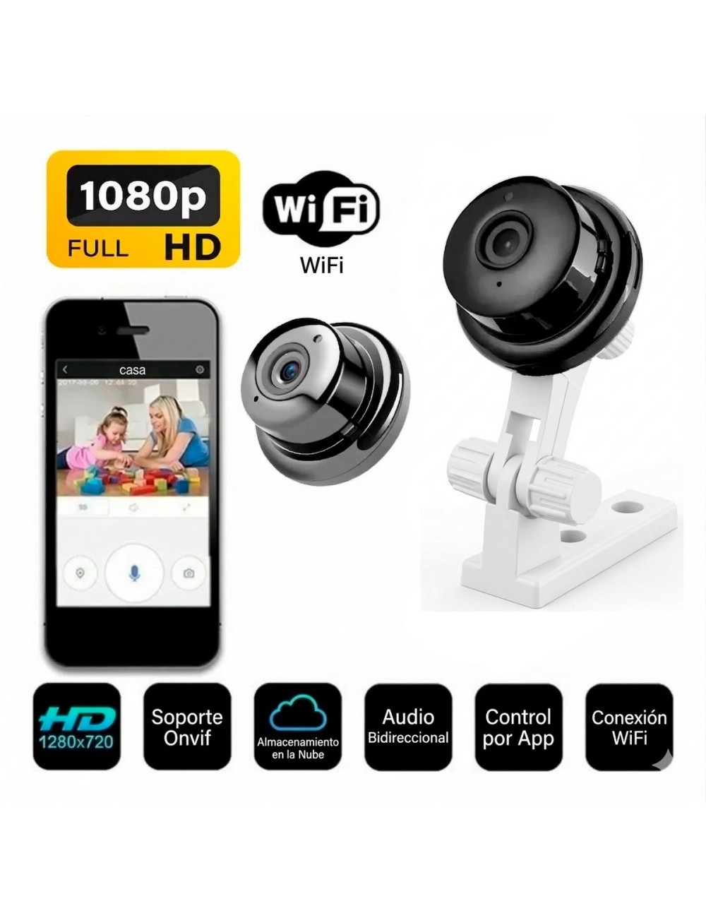 Mini Cámara Espía Wifi Hd 1080p Visión Nocturna 360° App