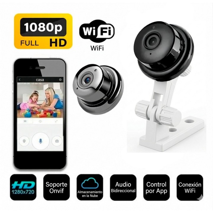 Mini Cámara Espía Wifi Hd 1080p Visión Nocturna 360° App