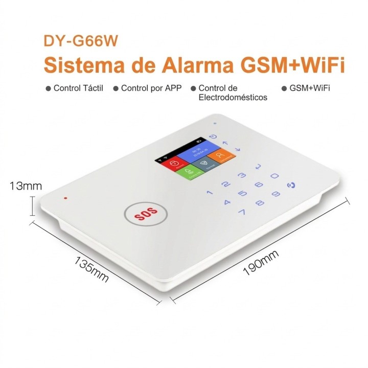 Sistema De Alarma Inteligente Wifi +gsm Dy-g66w Pantalla Tft