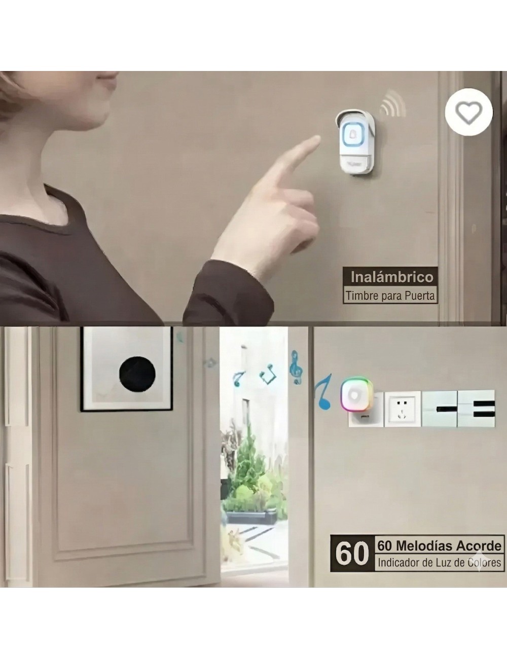 Timbre Inalámbrico Rl-5990 Con Usb 60 Melodías 300m Alcance