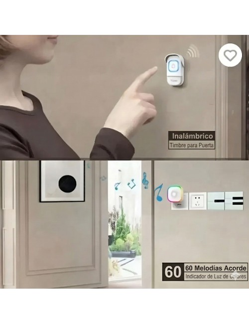 Timbre Inalámbrico Rl-5990 Con Usb 60 Melodías 300m Alcance