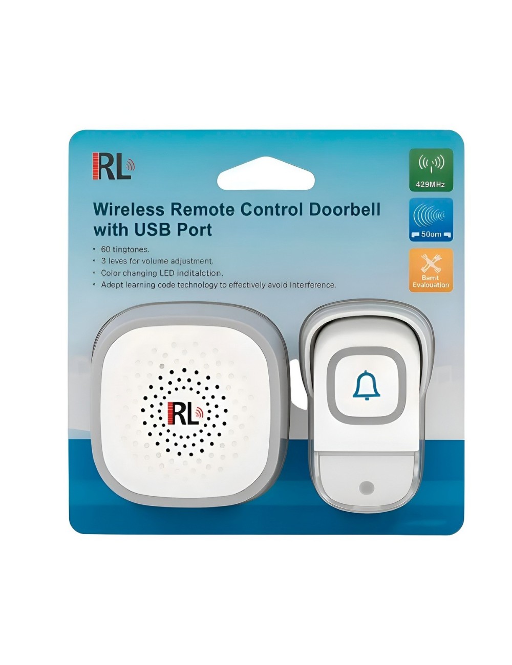 Timbre Inalámbrico Rl-5990 Con Usb 60 Melodías 300m Alcance