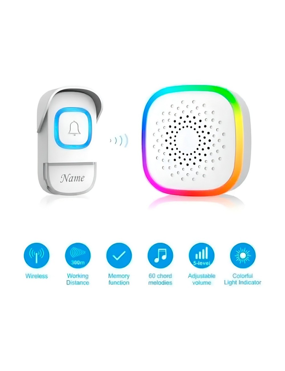 Timbre Inalámbrico Rl-5990 Con Usb 60 Melodías 300m Alcance