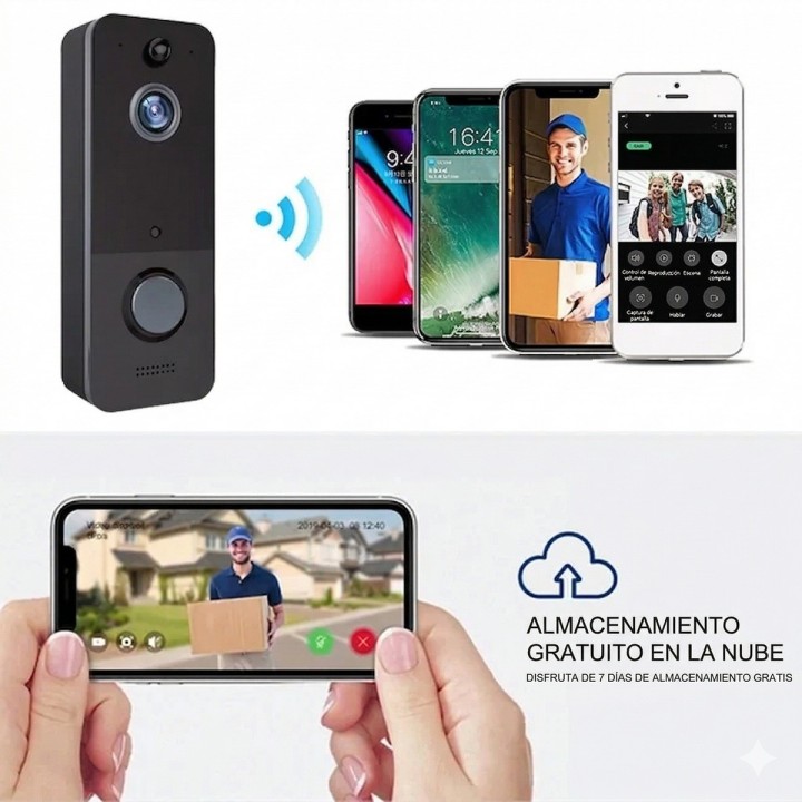 Timbre Inteligente Wifi Cámara Full Hd Inalámbrico Exterior