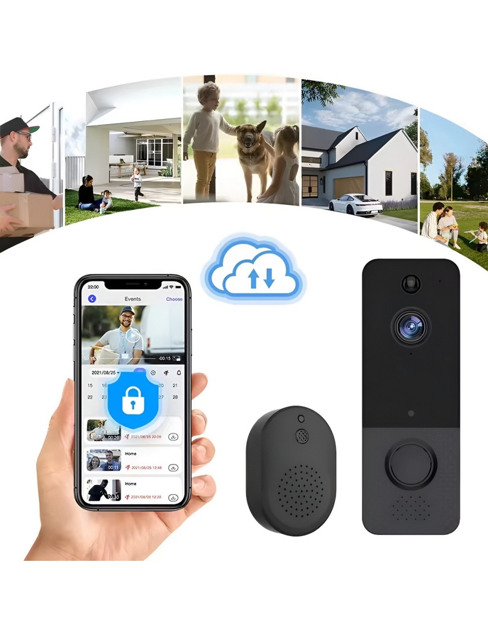 Timbre Inteligente Wifi Cámara Full Hd Inalámbrico Exterior