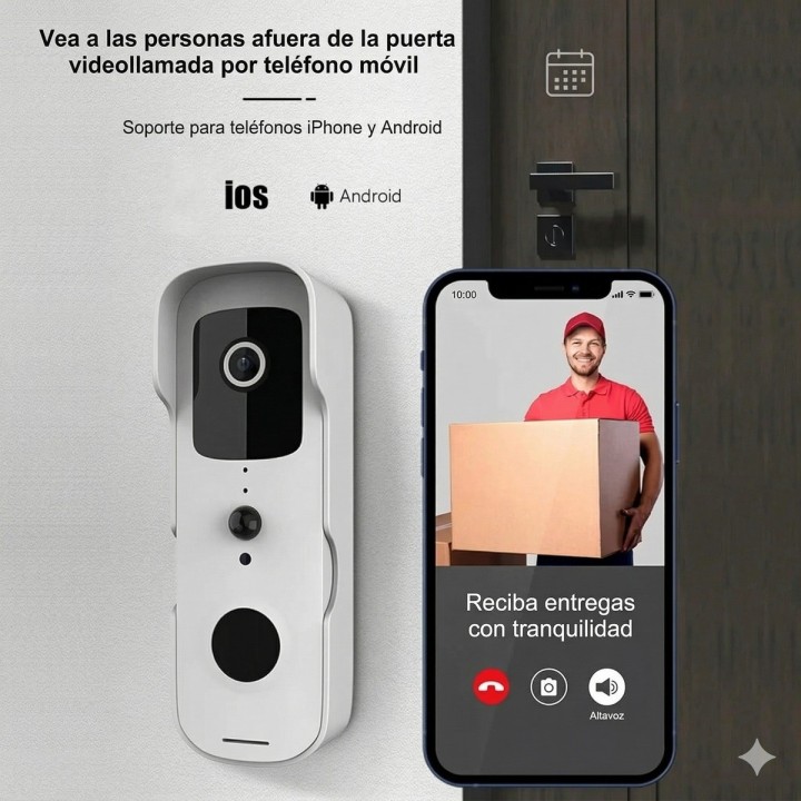 Timbre Inteligente Wifi Hd Con Cámara De Video Y Sensor Pir