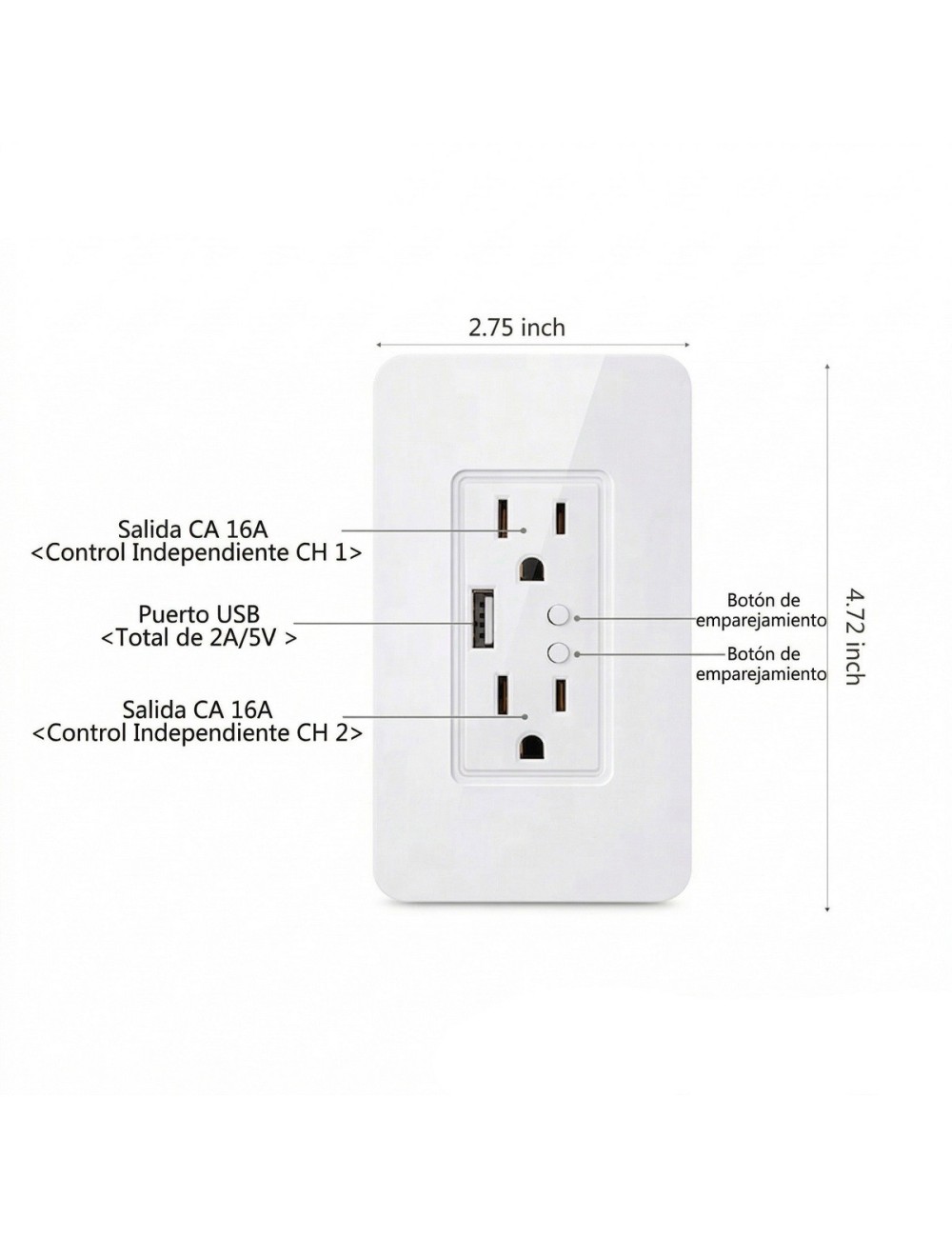Tomacorriente Inteligente Wifi Pared Doble Alexa Google Home