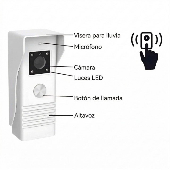 Videoportero Color 7 Pulgadas Lcd Con Visión Nocturna Timbre