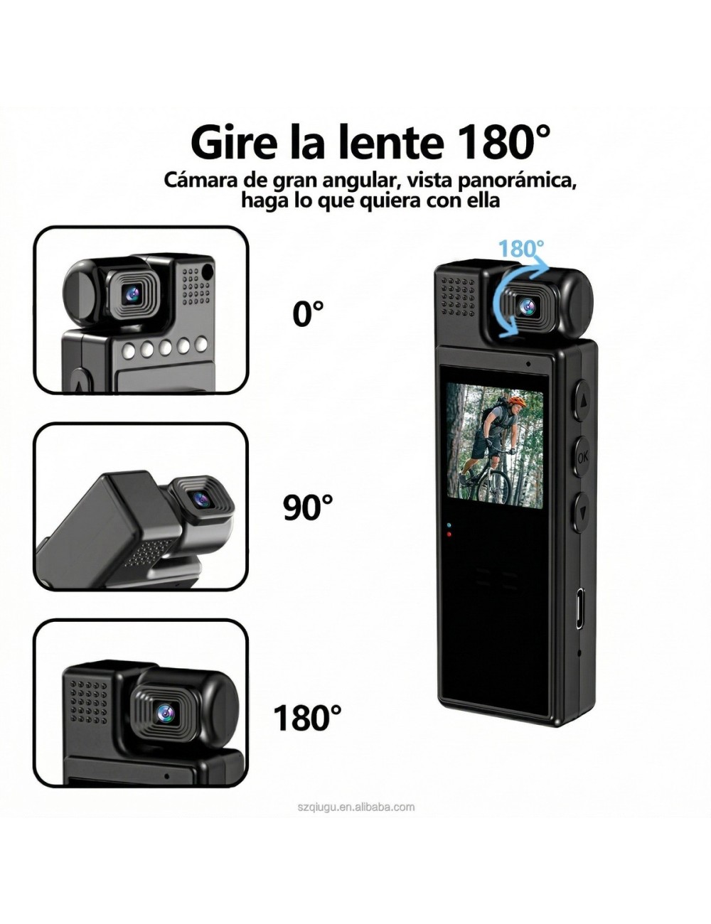 Cámara Corporal Body Cam Full Hd 1080p Wifi Lente Giratorio