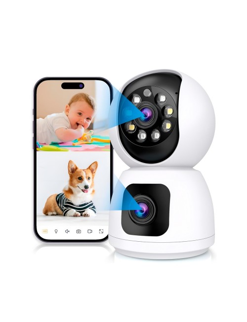 Cámara Seguridad Wifi Doble Lente 4mp 2k Exterior Interior