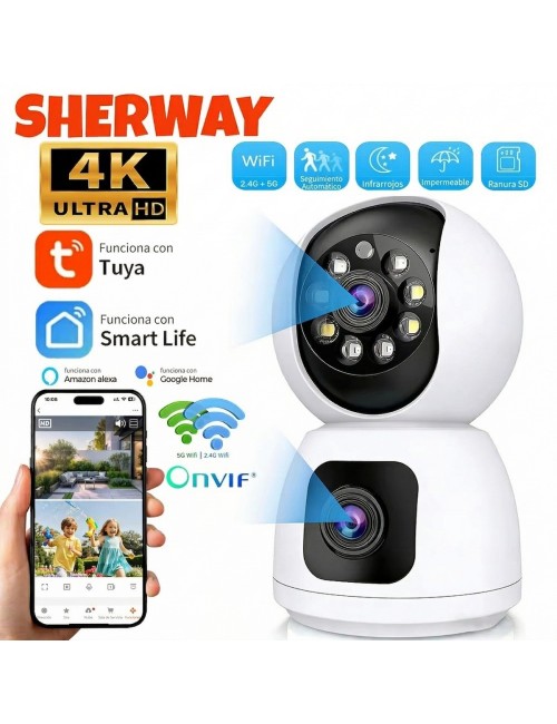 Cámara Seguridad Wifi Doble Lente 4mp 2k Exterior Interior