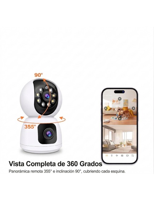 Cámara Seguridad Wifi Doble Lente 4mp 2k Exterior Interior