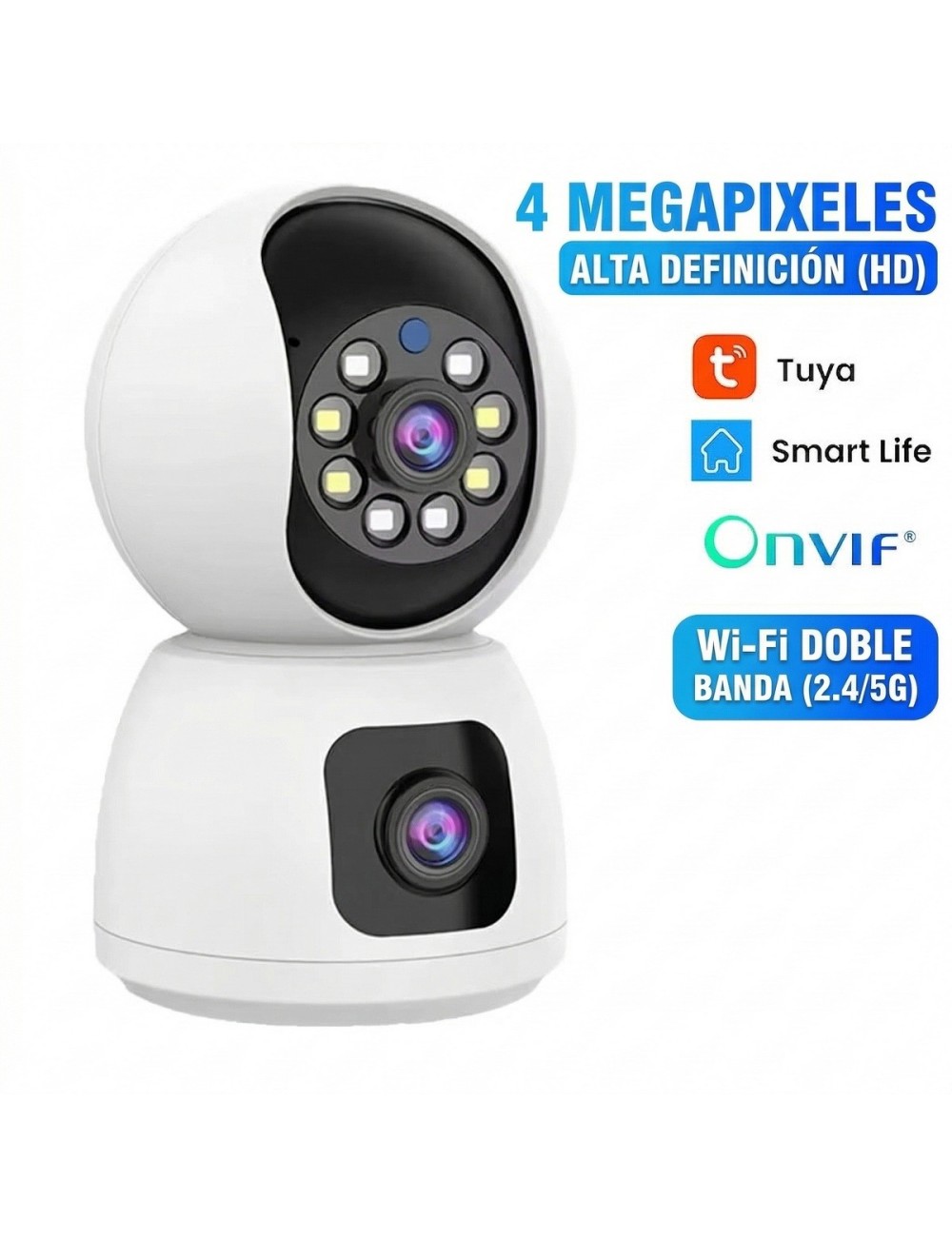 Cámara Seguridad Wifi Doble Lente 4mp 2k Exterior Interior