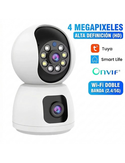Cámara Seguridad Wifi Doble Lente 4mp 2k Exterior Interior