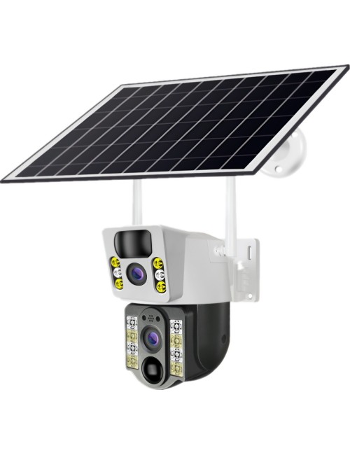 Cámara Solar Doble Lente Exterior 360 Wifi Ptz Inalámbrica
