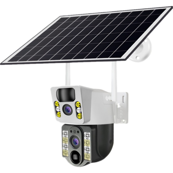 Cámara Solar Doble Lente Exterior 360 Wifi Ptz Inalámbrica