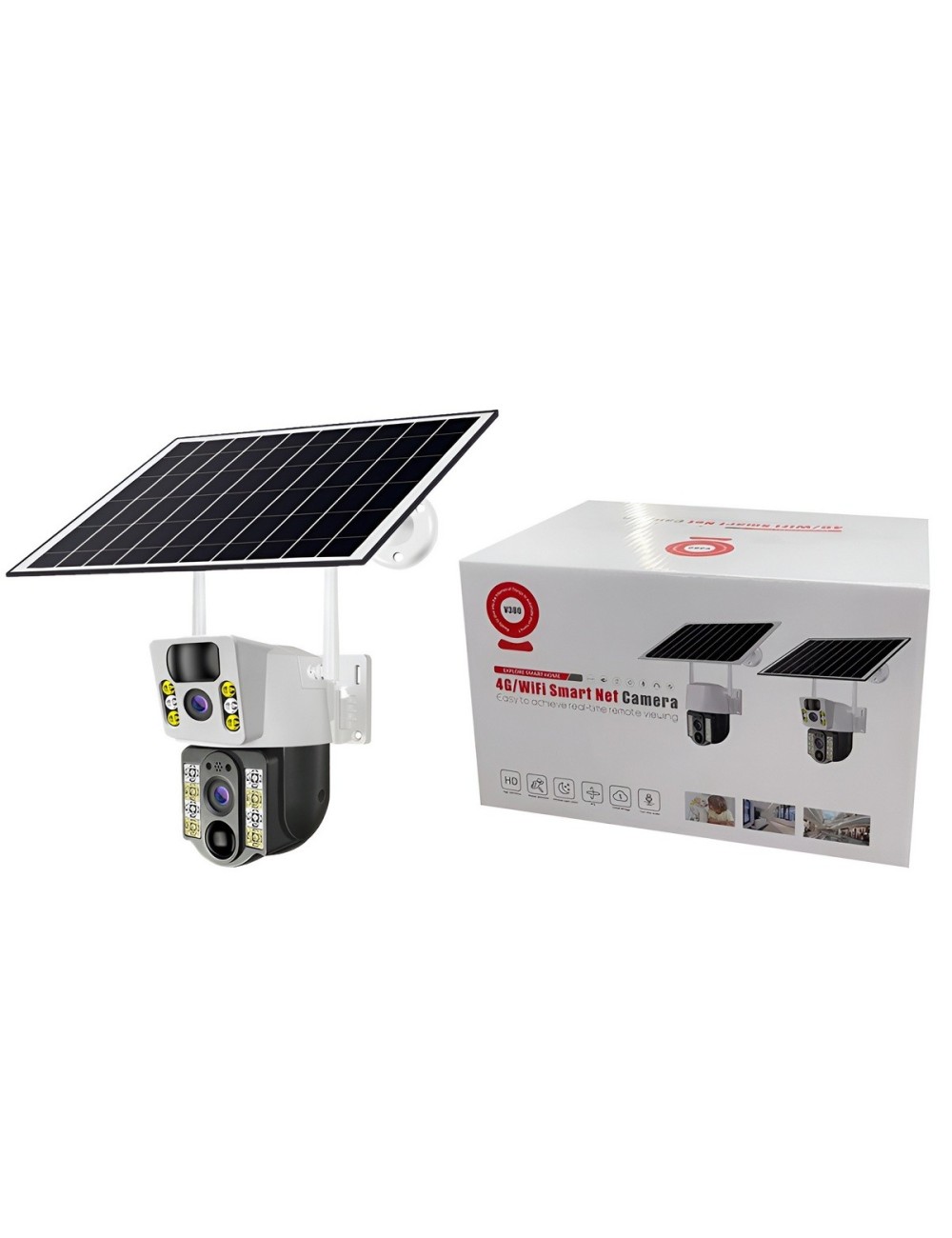 Cámara Solar Doble Lente Exterior 360 Wifi Ptz Inalámbrica