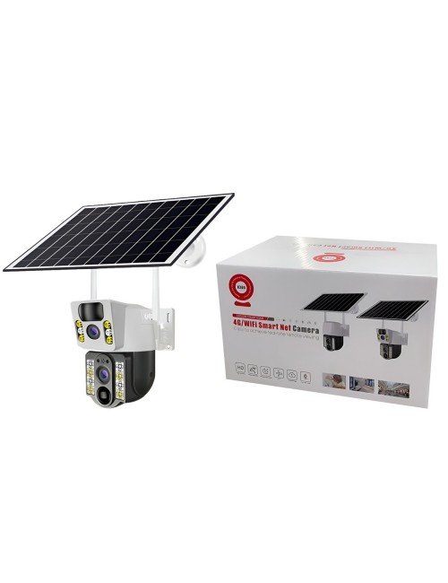 Cámara Solar Doble Lente Exterior 360 Wifi Ptz Inalámbrica