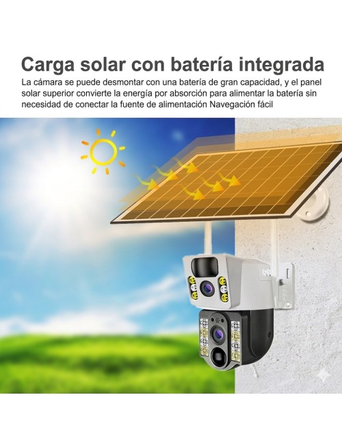 Cámara Solar Doble Lente Exterior 360 Wifi Ptz Inalámbrica