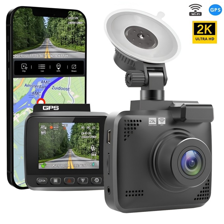 Dash Cam 2k Qhd Espejo Cámara Carro Wifi Gps Sensor G